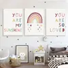 Nubes Escandinavas Arcoíris Pintura en Lienzo Arte Pintura Números Letras Sol Póster Pintura para Niños Decoración Habitación Infantil Núcleo de Pintura