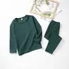 Comercio Exterior Europeo y Americano Conjunto de Ropa Interior de Fibra Auto-Calentable Cálida de Felpa para Niños Camisa de Otoño para Niños Capa Interior Pantalones de Otoño e Invierno