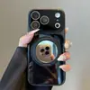 Cristal tipo Hielo Adecuado para iPhone 17 Pro Max Funda Anticaídas para Teléfono con Espejo Giratorio y Soporte Magnético para Serie Apple 16