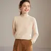 Suéter ligero de cuello semi-alto 100% cachemira pura para mujer, otoño e invierno, sencillo, holgado, de punto, capa base