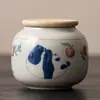 Mini Bote de Té Cerámico Estilo Chino Bajo Esmalte, Tarro Sellado Pequeño para Guardar Té Pu'Er, Negro y Verde, Caja de Embalaje Vacía, Portátil