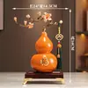 Ornamento de Cabaceira Cerâmica Esmaltada com Orquídea, Decoração de Alto Padrão Estilo Chinês Novo para Sala de Estar e Escritório, Presente de Inauguração para Líderes