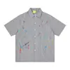 Camisa de Manga Corta a Cuadros para Hombre Verano Retro Punk Bordado de Salpicaduras de Pintura Coloridas Cuello Solapa Nicho Holgada
