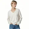 Suéter de punto de marca de moda de comercio exterior transfronterizo de Amazon MAX original con cuello en V de color sólido color dopamina de cuello redondo para mujer