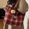 Bolso de Hombro a Cuadros de Gran Capacidad para Mujer 2026 Nuevo Estilo Coreano Bolso Tote Versátil para Mujer Bolso de Mano de Nicho a la Moda para Mujer