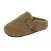 Mules cerrados tipo Birkenstock de suela gruesa, pantuflas de algodón para mujer para exteriores, nuevas botas de nieve de invierno 2026 con forro de felpa