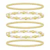 Pulsera de Cruz en Capas con Perlas Doradas Ccb de Gran Venta Transfronteriza, Joyería de Perlas Cruzadas Simple y Versátil de 3-6 mm