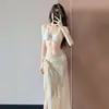 Traje de Baño Bikini de Tres Piezas para Mujer con Falda Larga, Sexy y Deslumbrante, Realza el Tono de Piel, Estilo Puro y Atractivo, Adecuado para Vacaciones en Aguas Termales