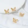 Brincos de Borboleta com Banho de Ouro 14K Zircônio Brincos Acessórios Anel de Pérola Adesiva Anel Material DIY Feito à Mão
