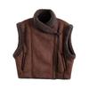 Moda europeia e americana transfronteiriça colete de pele sem mangas de duas cores 2025 primavera novo M224262