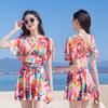 Traje de baño de mujer con estampado de hoja de arce de personalidad de moda, traje de baño de playa para vacaciones, traje de baño adelgazante de cintura alta, traje de baño de una pieza para mujer