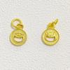 Accesorios de bricolaje de protección de color dorado y arena antigua, pequeño cuadrado, marca Fu, sonrisa, no boca de dragón, etiqueta del zodiaco, colgante de ábaco, pulsera, collar