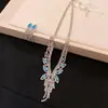 Conjunto de duas peças de brincos e colar com franjas de zircônia banhados a ouro 14k real, conjunto de moda de luxo leve de alta qualidade para o dia a dia