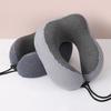 Almohada de viaje simple a rayas en forma de U de algodón de Amazon, almohada de viaje para joroba de avión, espuma viscoelástica de rebote lento, almohada en forma de U, almohada para el cuello