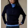 [Suéter de punto en capas de doble cuello] Suéter retro de punto trenzado de mezcla de lana con cuello alto, para mujer, otoño/invierno