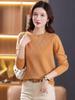 Camisa Base de Renda 2024 Nova Primavera e Outono Feminina Curta Estilo Ocidental Camisa Pequena Manga Comprida Top Camisa de Malha Fina