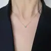 Luz de Nicho Lujo Francés Gama Alta Acero de Titanio Color Circonita Cadena Fina Sin Color para Mujer Ins Versátil Elegante Cadena para Clavícula