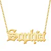 Collar Personalizado con Nombre en Inglés Transfronterizo Europeo y Americano, Cadena para Clavícula de Acero Inoxidable Dorada al Vacío de Moda y Versátil, Venta al por Mayor