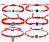 Pulseras Populares Europeas y Americanas Transfronterizas Tejidas a Mano con Ojo de Palma Hilo Rojo para Parejas Pulsera Ojo del Diablo Joyería para Hombres y Mujeres