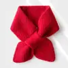 Cachecol de cashmere feminino outono e inverno curto cor sólida versátil estilo coreano perfurado tricotado em cruz espessado quente pequeno cachecol