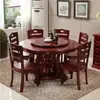 Mesa de Jantar Redonda Chinesa de Madeira Maciça e Conjunto de Cadeiras com Mesa Giratória Combinação para Casa Hotel Restaurante 10 Mesas Redondas de Jantar