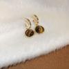 Brincos de Argola com Agulha de Prata Banhada a Ouro Real Olho de Tigre Moda Luxo Leve Elegantes Versáteis Nicho Ins Brincos para Mulheres