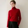 Suéter de cachemira de una sola pieza sin costuras para mujer, 100% cachemira de cabra pura, camiseta básica de punto adelgazante con cuello alto superpuesto