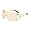 Gafas de sol sin montura de una sola pieza de nueva moda transfronteriza Y2K cámara callejera adelgazantes anti-ultravioleta