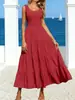 2026 Colección de Verano Nueva de Amazon Marca Independiente Moda Femenina Europea y Americana Vestido de Tirantes con Patchwork Fruncido Vestido de Línea A Acampanado