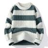 Comércio exterior masculino outono e inverno novo gola alta gola redonda cor tecido manga comprida suéter masculino quente casual malha suéter