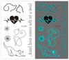 Pequeñas pegatinas de tatuaje luminosas frescas color especial luminosas serie Hola combinación de colores azul y verde lindas pegatinas de tatuaje fluorescentes de dibujos animados