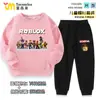 Ropa Roblox Sudadera para Niños Traje de Primavera y Otoño Niños Dibujos Animados Top Holgado Pantalón Deportivo Conjunto de Dos Piezas