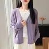 Cárdigan de punto fino, ligero, para verano, de manga larga, cómodo y elegante, nuevo diseño liso para mujer, cuello en V