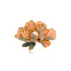 Nova Broche Retrô Estilo Chinês com Gotejamento de Óleo, Peônia e Pérola, com Flores de Strass Multicor, Acessório Feminino para Qipao e Hanfu