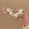 Gargantilla de Flor de Lana Blanca de Navidad para Otoño e Invierno, Collar de Correa para el Cuello con Atmósfera de Pura Pasión para Mujer