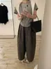 Pantalones Florales Anchos Relajados de Verano para Mujer, Cintura Elástica, Pantalones Cortos, Pantalones Casuales Versátiles Sueltos, Pantalones Caídos Estilo Japonés y Coreano