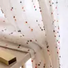 Cortina para Quarto Infantil de Gaze com Grãos de Doce Arco-Íris Tela de Janela de Linho Transparente à Luz mas Não Reveladora Cortinas de Algodão e Linho para Quarto de Menina Estilo Princesa