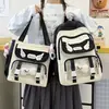 Mochila Escolar Estilo Academia Versión Coreana Linda Mochila para Estudiantes Gran Capacidad Preparatoria Set de Tres Piezas Bolsa Transparente Nueva Bolsa para Tutorías