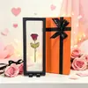 Adorno de Rosa de Cristal para el Día de San Valentín, Caja de Regalo de Metal Bicolor Dorado y Plateado con Rosa Eterna, Artesanía Decorativa de Escritorio