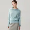 Novo suéter de caxemira assimétrico de um ombro com gola redonda, estilo morcego, para outono e inverno feminino, caimento solto, emagrecimento, adequado como peça de base