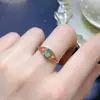 Anillo Popular de Esmeralda Natural Colombiana Apertura Ajustable Piedra Principal para Mujer 4x6Mm Ventas Directas de Fábrica Lote