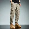 Pantalones Hombre Marca de Moda Guapo Ropa de Trabajo Pantalones Casuales Hombre Otoño Nuevo Leggings Guapos Pantalones con Bolsillo de Solapa Pantalones Sueltos de Nueve Puntos