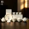 Conjunto de chá em argila de jade pintado à mão Mojing com orquídeas, gaiwan para uso doméstico, bule, xícara de chá e xícara de degustação