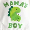 Novo conjunto casual de dinossauro fofo para meninos de comércio exterior, moletom de gola redonda e manga longa, calça jogger de cor sólida, conjunto para primavera e outono