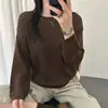 Suéter de Punto Hueco con Cuello Redondo para Mujer Super Bonito Conjunto de Otoño Suéter Perezoso de Gama Alta Versátil Top Elegante para Mujer