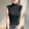 Encantador Elegante! Gola alta falsa feminina de primavera e verão, suéter com colete interno listrado, top de malha para usar por baixo