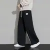 Calças casuais masculinas para adolescentes para outono e inverno, calças esportivas soltas e versáteis, calças largas de perna reta com bom caimento, plus size