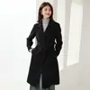 Abrigo de Lana de Doble Cara con Solapa de Dos Botones para Otoño e Invierno 2026, Largo, Holgado, Adelgazante, para Viajar, Abrigo de Lana 100% para Mujer