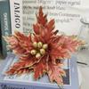 Nuevas flores de decoración navideña con polvo dorado flores de Navidad decoración de árbol de Navidad boda suministros de decoración para el hogar ventas directas de fábrica
