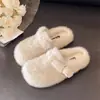 Pantuflas peludas de suela gruesa para mujer, nuevas y modernas para otoño e invierno 2026, pantuflas de algodón cerradas de felpa con suela plana